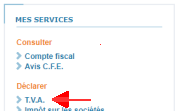 Extrait du menu <i>Mes services</i> sur le site des impôts