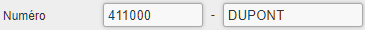 Saisie du numéro d'un compte avec sous-compte